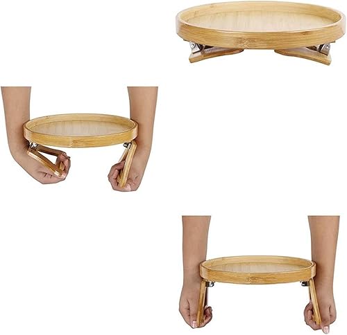 Miniatura 3 de 2 piezas de mesa de madera para reposabrazos, mesa de sofá con clip de brazo, mesa auxiliar para reposabrazos de sofá, bandeja organizadora de