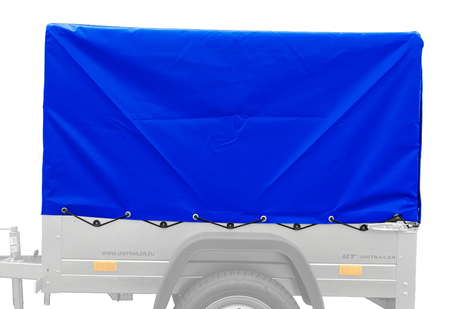 UNITRAILER Bâche Haute Bleue 150x106 cm pour Remorque Garden Trailer 150 Kipp, Hauteur 80 cm Imperméable avec Cordon Élastique pour Protection du Chargement