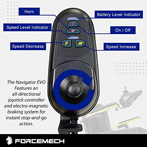 Forcemech Navigator Evo Electric Wheelchair - Rigid Frame Automatic Breaks, Wheelchairs For Adults, 4-Point Suspension Foldable Electric Wheelchair, 10Ah Lithium Battery, All-Terrain, 380-Lb Capacity #TOP5