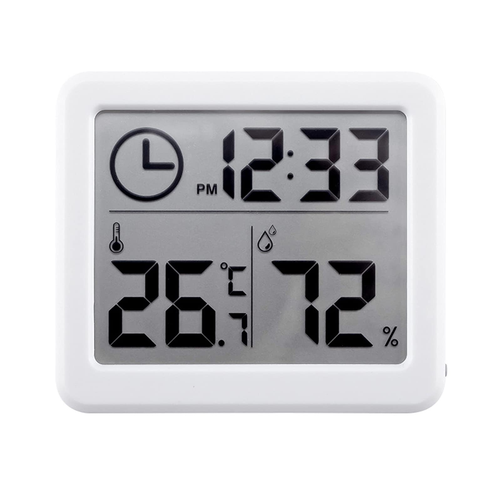 Seeyo Digital Hygrometer Electronic Time Temperature Humidity Meters Gauge LCD Display Backlight Indoor Thermometer Hygrometer with Bracket Sticker for Greenhouse Garden Cellar