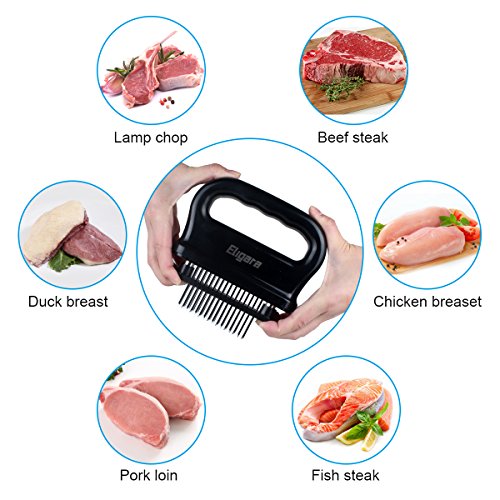 Eligara Meat Tenderizer with 48 Stainless Steel Needle Blade | Steak Tenderizer with ABS Safe Plastic, Lightweight & Durable Kitchen Cooking Tool