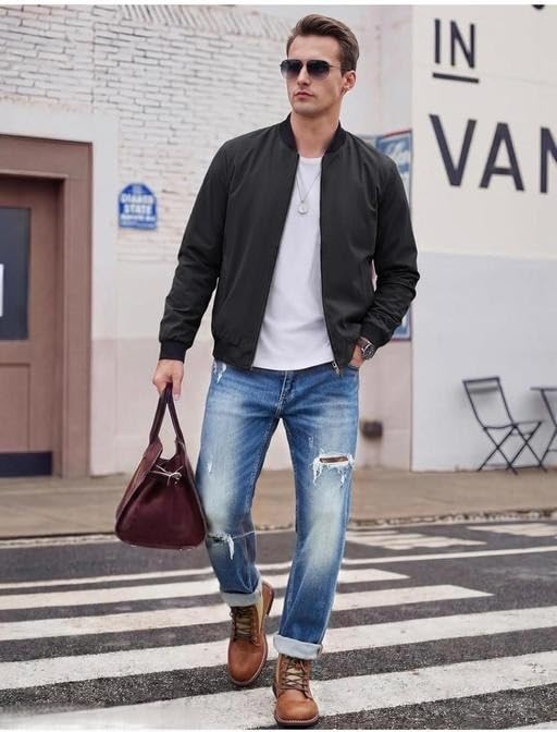 Image of XMARTY Men's Cotton Jacket Comfortable Breathable Full Sleeve Zip-Up Casual Daily Wear