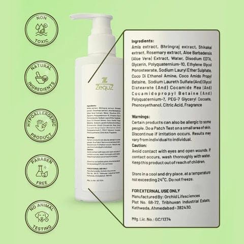 Z.eq..uZ Anti Hair Fall Shampoo, Reduces Hair Loss and Breakage, for Stronger Thicker Hair, All Hair Types