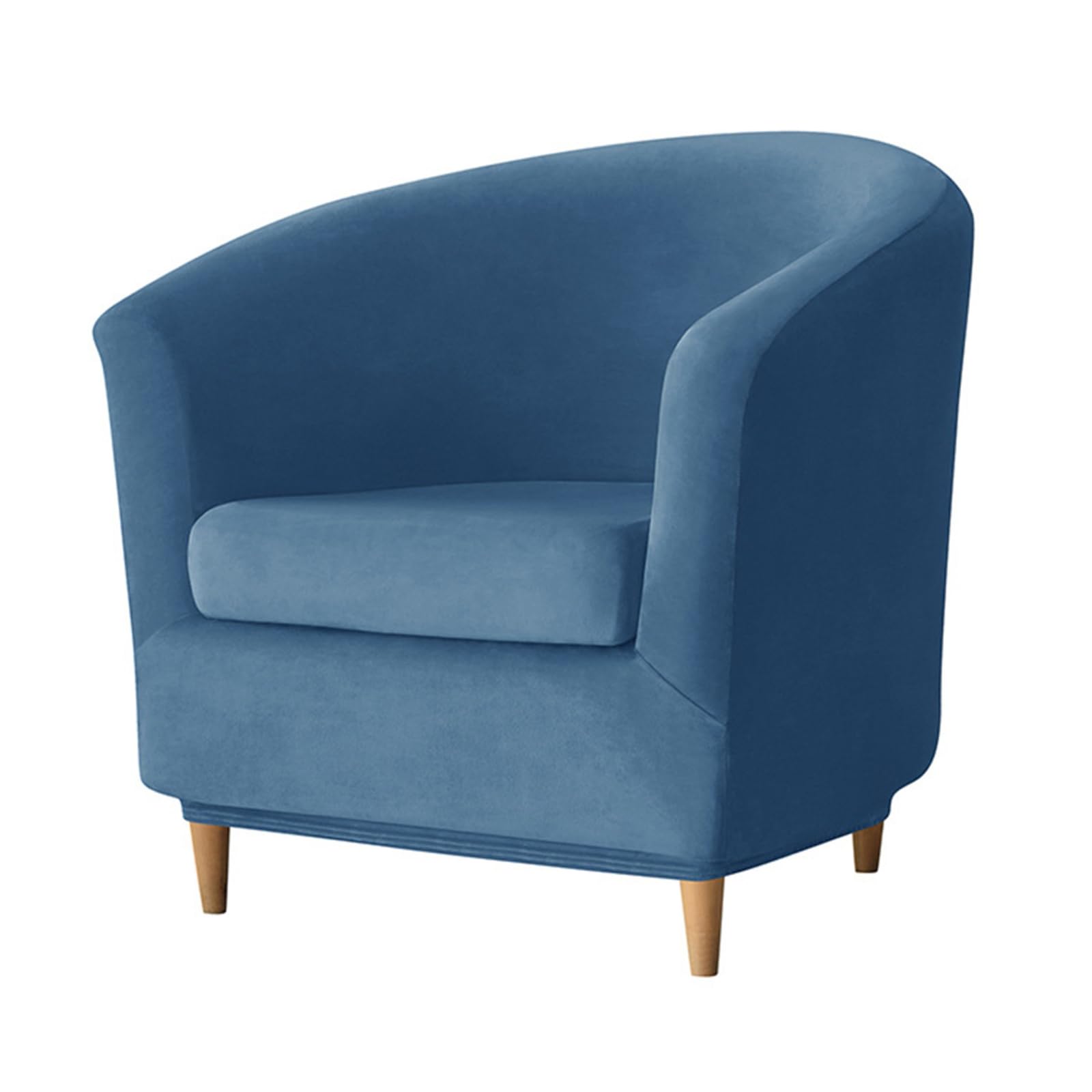WYLEBER 2 Piece Club Chair Covers,Stretch Soft Velvet Tub Chair Slipcovers with Seat Cushion Cover,for Club Bar Living Room Office Reception(Royal Blue)