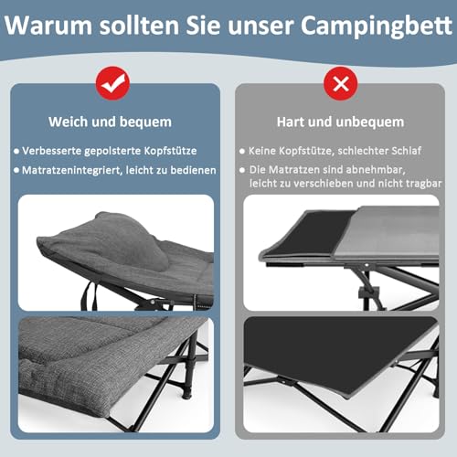 Mopaicot Furn Campingbett feldbett klappbar, Faltbar Gästebett bis 200 kg für, Indoor, Outdoor und Garten
