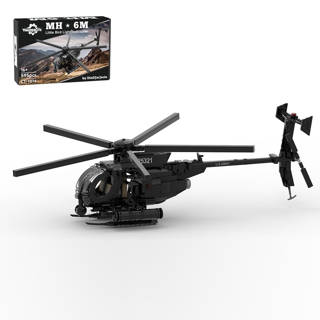 Amazon.com: YounggDiy MOC-88275 MH-6 Little Bird Helicopter Model