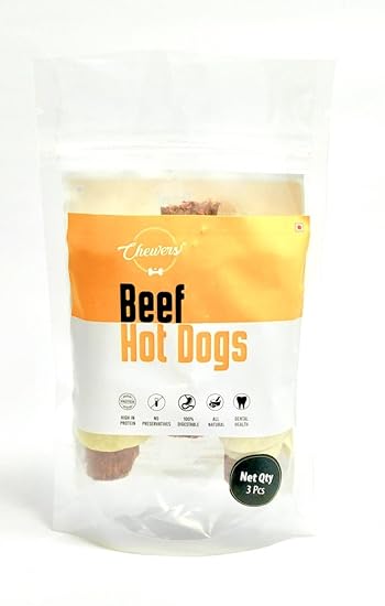 Chewers Beef Hotdogs Stick Dog Treat, Dog Chew Sticks, 3 Pieces