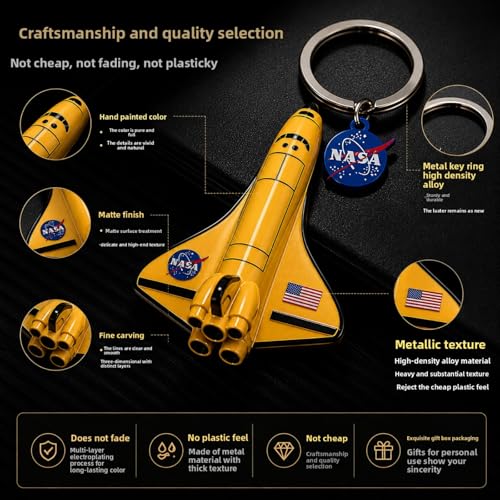 Auimce Cute Bag Charms Keychains for Backpacks Girls Women Car, NASA Space Shuttle Keychain, Small Llaveros Para Mujer Airplane Key Chain, Colorful PVC Funny Key Holder (raspberry red + warm yellow) - image 5