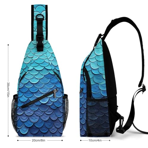 Bolso Cruzado Deportivo Azul Estilo Escama de Sirena miniatura 2