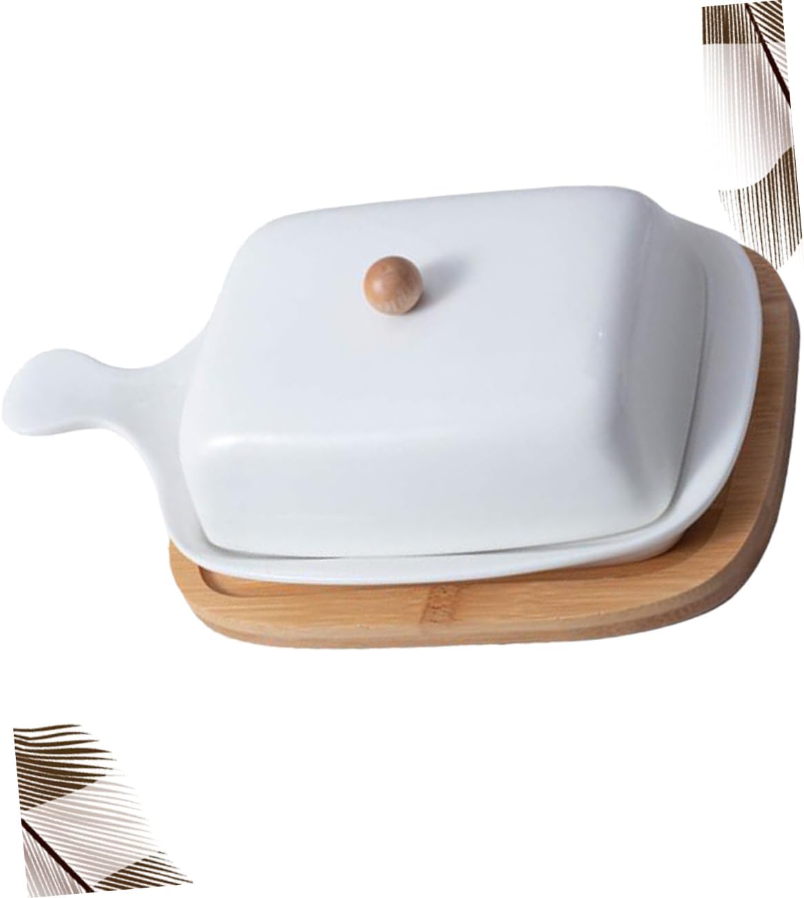 Cabilock 1pc Ceramics Butter Dish Lid and Handle Elegant Creative Design for Home Hotel Tableware for Serving Spreadable Butter White
