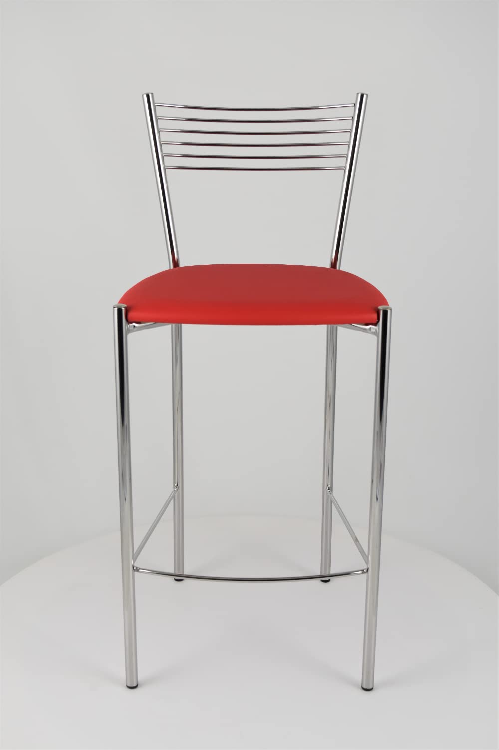 t m c s Tommychairs - Set 2 sgabelli alti modello Elegance per cucina e bar, struttura in acciaio cromato e seduta imbottita e rivestita in pelle artificiale colore rosso