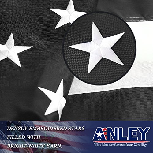Anley Everstrong Series Thin Blue Line Flag With Embroidered Stars And Sewn Stripes Heavy Duty Nylon - Honoring Police Officers Law Enforcement Officers Banner Flags With Brass Grommets 3 X 5 Ft #TOP3