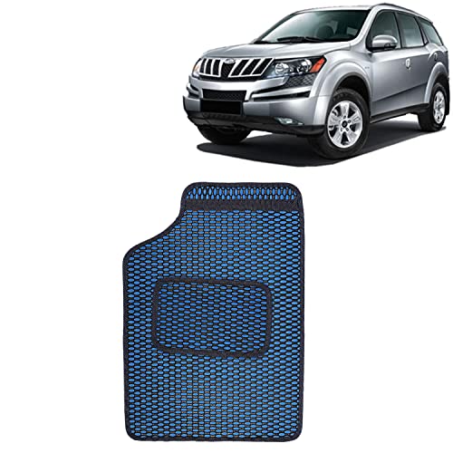 Image of Kingsway Dotted Design Car Floor Foot Mats Universal Fit for Mahindra XUV 500, Model Year : 2011-2015, Water and Dustproof, Color Blue, Set of 5 Pieces