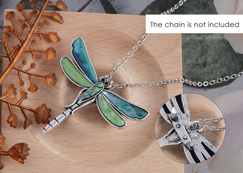 Image of Alilang Dragonfly Brooch Retro Silver Tone Abalone Shell Versatile Brooch Pin Accessories