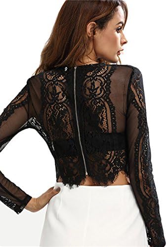 T-Shirt À Manches Longues En Dentelle Sexy Transparente Floral Pattern Style Slim Fit Mode De Rue Mode Initial Automne Tendance Top Pour Femmes