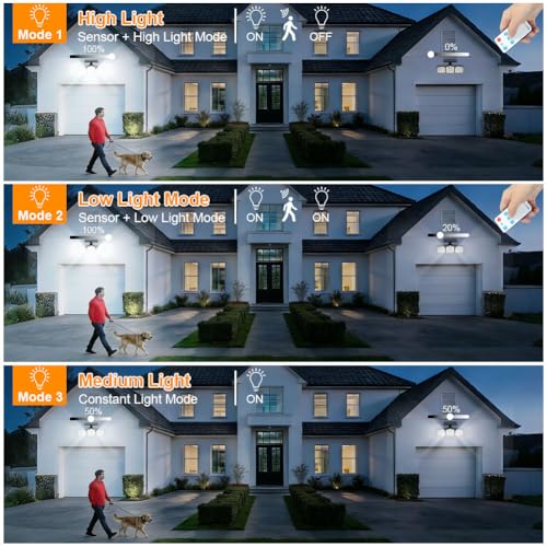Foco solar exterior con sensor de movimiento IP54 de 3 cabezales pack de 2 3