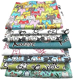 8 Pcs Cute Cartoon Animal Series 100% Cotton Fabric Printed Quilting Patchwork Fabric Square Bundles Fabric for DIY Sewing Scrapbooking,10" x 10" (25cm x 25cm)