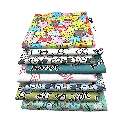 8 Pcs Cute Cartoon Animal Series 100% Cotton Fabric Printed Quilting Patchwork Fabric Square Bundles Fabric for DIY Sewing Scrapbooking,10" x 10" (25cm x 25cm) Cover