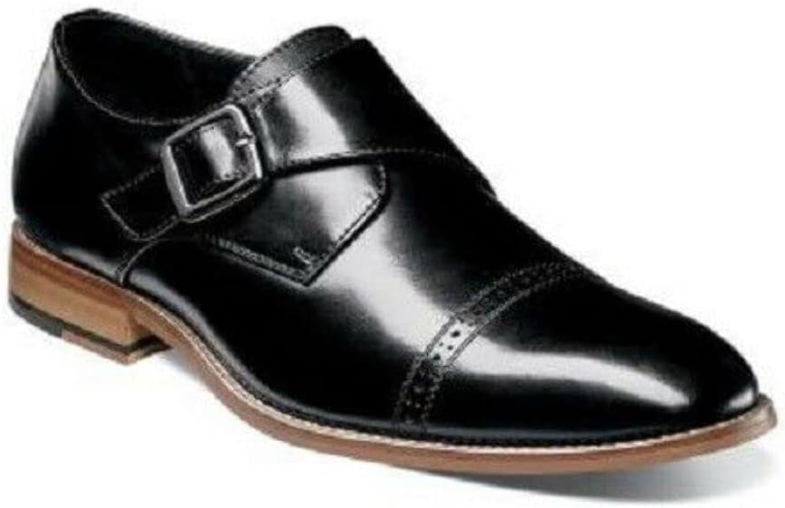 STACY ADAMS Men's Desmond Cap Toe Monk Strap Loafer, Black, 16 W US