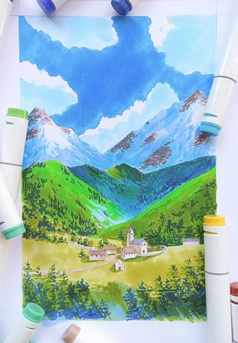 Ohuhu Alcohol Markers Oahu Series Chisel & Fine Dual Tips 100 Colors Refillable Art Marker Set for Adult Coloring Sketch Illustration