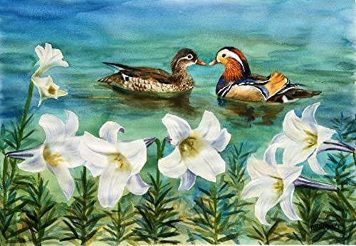 Kit Point de Croix Canard Mandarin 11CT Broderie Pré-imprimée 40x50 cm pour Débutant