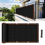 Fence Privacy Screen - RAINFLOW 3'X10' Black Privacy Fence Screen Outdoor Shade Balcony Decor Plastic Mesh Fence Panels Cover Porch Screen Balcony Covers for Apartments,Deck,Backyard,Pool Wall