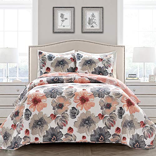 Lush Decor Leah Reversible Floral Quilt Set