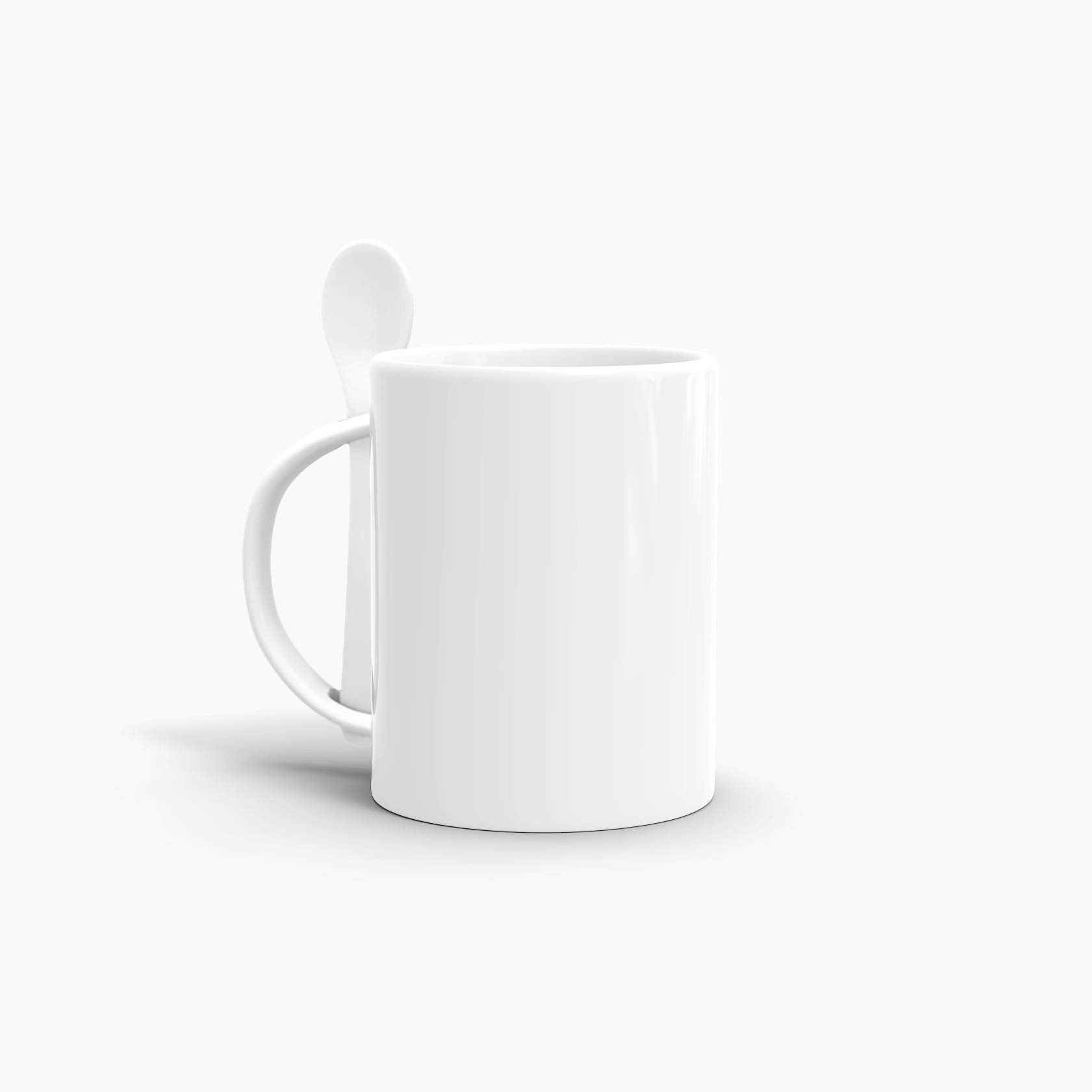 Bastel-Tassen ohne Druck zum Bemalen aus Hochwertiger Keramik Einzeln oder im Set/Mug/Cup/Becher/Pott - Löffeltasse Klassik Weiss 6er Set