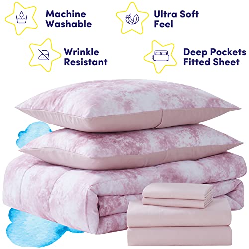 Image of Kids Bedding Set Bed in a Bag for Boys and Girls Toddlers Printed Sheet Set and Comforter , Full, Waterbury Marble