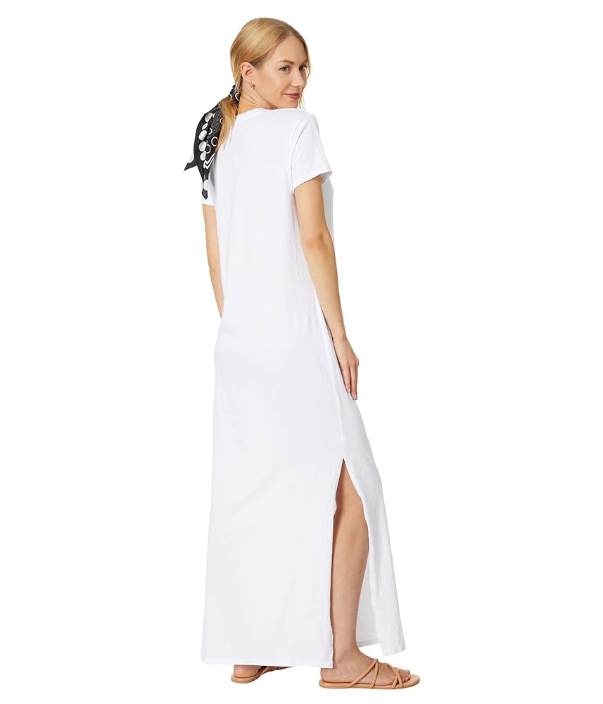 SUNDRY Short Sleeve Maxi Dress w/Slit White SM at Amazon