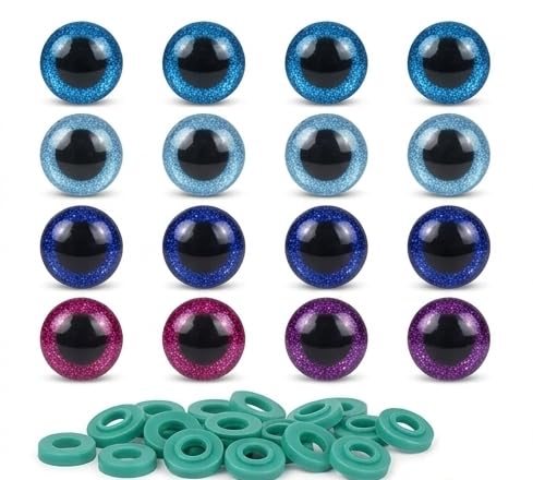 25mm Glitter Safety Eyes with Screw & Tub Washers for Soft Toys, Plushies, Amigurumi & Crochet | Sparkle Craft Eyes for Teddy Bear, Stuffed Animal, Doll Making & DIY Projects | 20 Pieces-image-24