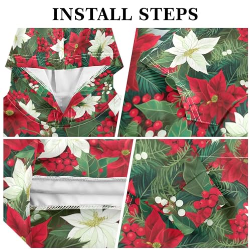 Kids Hoodies Sweaters Christmas Poinsettia Flower Hooded Sweatshirts with Big Pockets for Boys Girls B04000603
