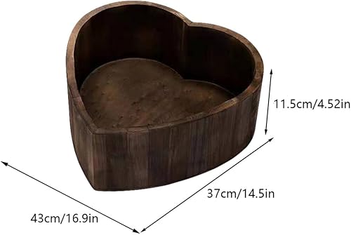 Miniatura 5 de Abaodam 1 caja de posar de madera para bebé en forma de corazón, para estudio de recién nacidos, para sesión de fotos (café profundo)