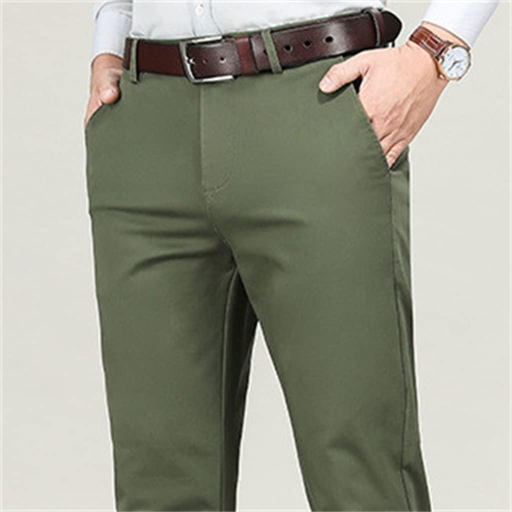 Army Green Men's Trousers Elastic Formal Fit Men's Oversize Straight Business Pants