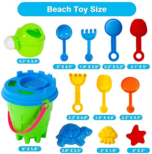 StillCool Kids Beach Sand Toys Set, Beach Toys Includes Sand Water Wheel, Castle Molds, Truck Bucket, Beach Shovels RakesTool Kit, Hourglass, Sea Animal Molds, Watering Can, with Mesh Bag - Thumbnail 2
