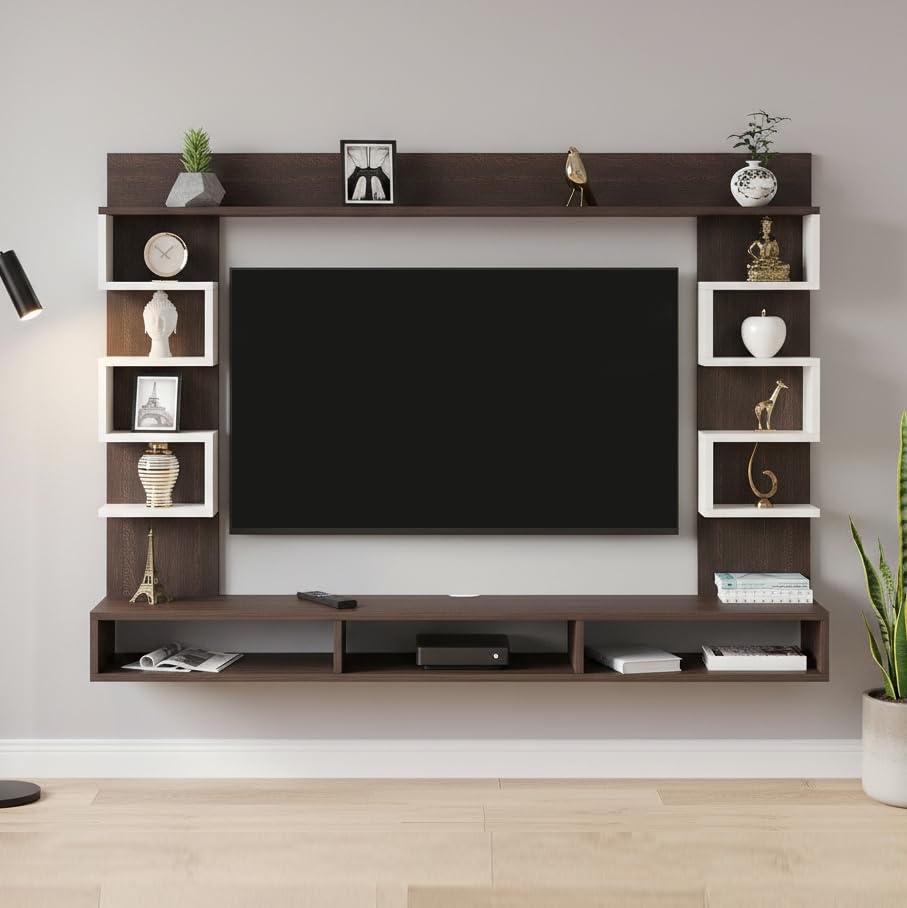 Cabiar Engineered Wood Wall Mount TV Unit/Set Top Box Stand with Display Shelves/Modern Tv Rack/Cabinet (Wenge & White Finish) for 42 & 43 inch TV-image-26