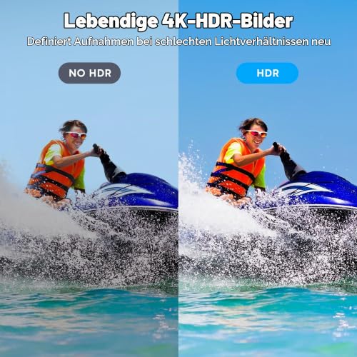 AKASO Action Cam 4K60FPS-Unterwasserkamera 20MP 60M Wasserdicht SuperSmooth Stabilisierung EIS 4.0,WLAN Actioncam mit 150° Weitwinkel,4xZoom,8X Slo-mo,2x1550mAh Akkus-Brave 8 Lite