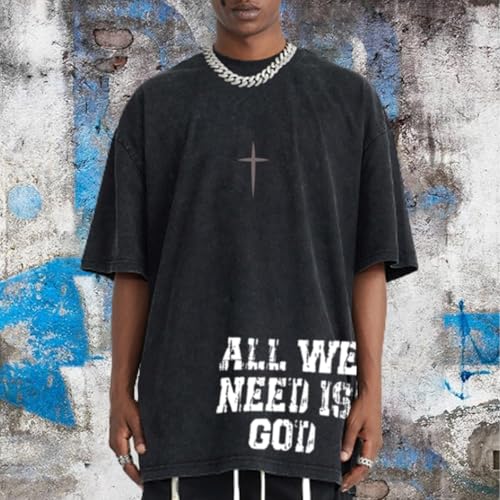 Christian Shirts for Men Inspirational God Faith Jesus Tshirts Oversized Vintage Cross Graphic Tees Acid Wash Tops2