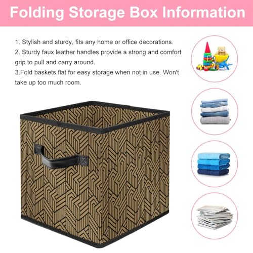 Boîte de rangement pliable cube marron pour trier jouets et habits