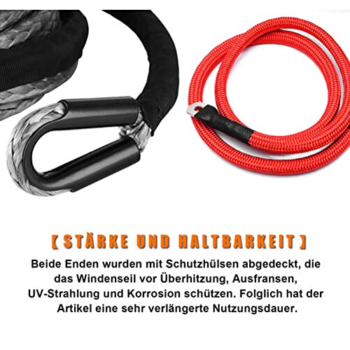 Foto von XIIW 9299KG 28m Seil Winde, 12-Strand Synthetik- Kunststoff-Seil Synthetikseil Windenseil Seilwinde Forstseil Kunststoffseil,Windenseil Anhängerseil mit Schutzhüllenhaken