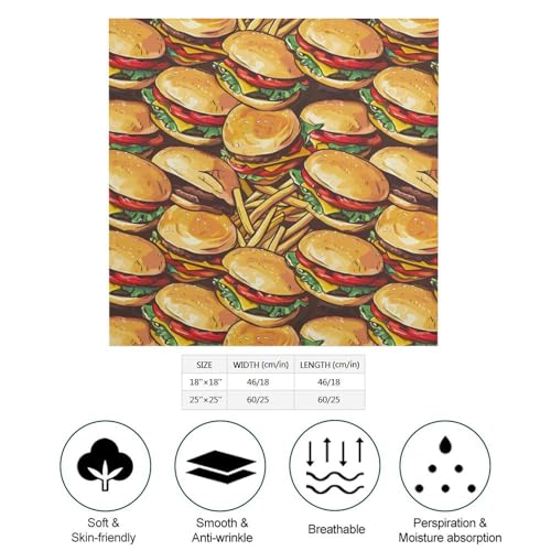 Hamburgers French Fries Square Head Scarves Cute Funny Hair Scarf Kerchief Neckerchief Headband Neck Wraps2