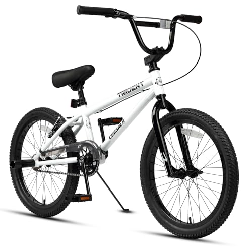 cubsala 20 Inch BMX Race Bike Trident Bicycles Beginner-Level to Advanced Riders with 2 Pegs Trick Cycling and Professional BMX Riding, Color White by cubsala - Used condition - US$152.99