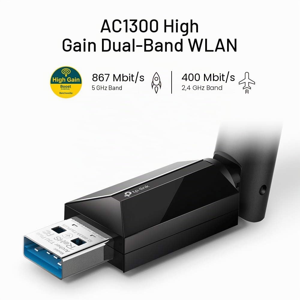 TP-Link RE500X WiFi 6 WLAN Verstärker Repeater AX1500(Dualband 1200MBit/s 5GHz & Archer T3U Plus AC1300 High Gain USB WLAN Stick Adapter mit Antennen