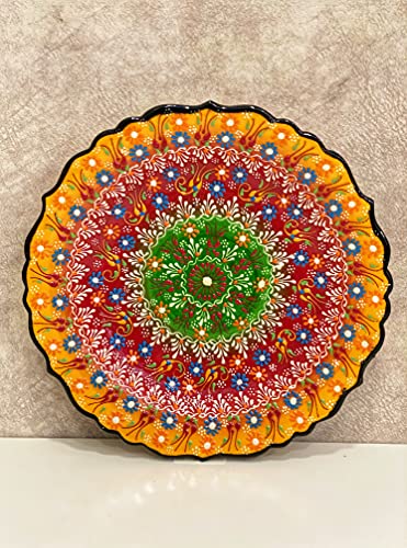 IstanbulArtWorkshop 12'' Handmade Decorative Ceramic Plate For Wall Decor,Turkish Ceramic Plate,Decorative Wall Hanging Plate,Ceramic Wall Plate,Wall Art