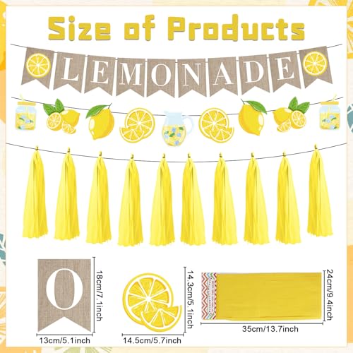 Image of Lemonade Stand Party Decorations - 3PCS Lemonade Stand Supplies for Kids Lemonade Banner Garland for Summer Lemonade Sign Tassels Lemon Themed Bridal Shower Birthday Party Supplies Decor
