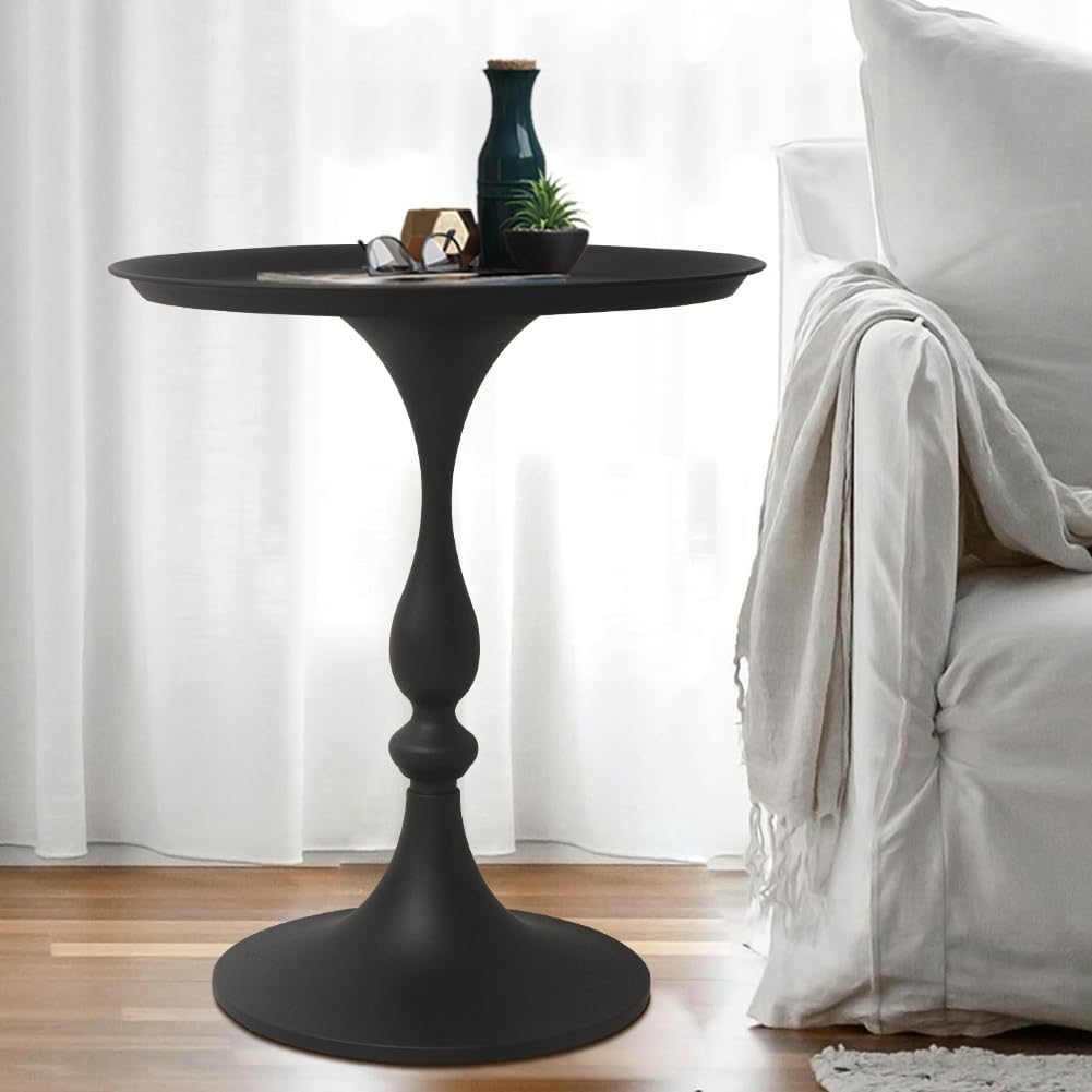 19.7" 2 Pack Sofa Side Desk Iron Side Table - Coffee Round End Table Contracted Design Sturdy Construction for Living Room Bedroom Black
