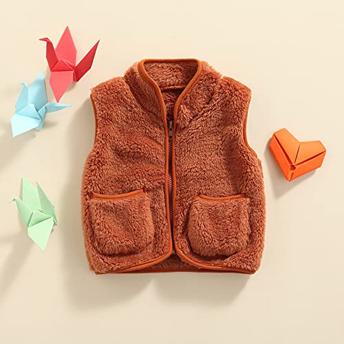 Image of Toddler Baby Girl Boys Sleeveless Fleece Plush Vest Sherpa Waistcoat