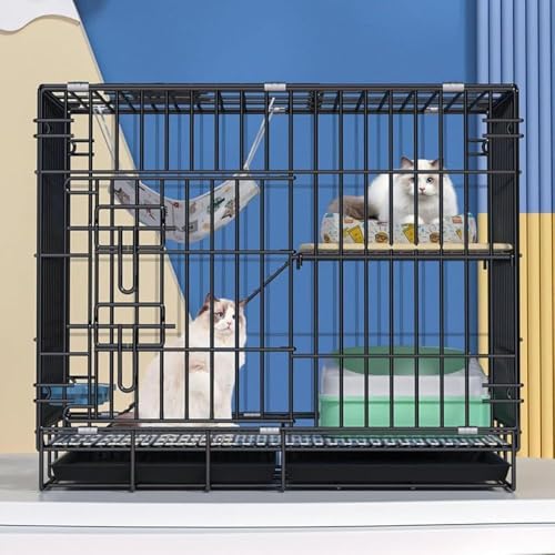 2層猫用CokBlu猫用折りたたみ大型多頭飼育猫脱走防止快適な空間ケージ猫お手入れ簡単猫用幅70*奥行き50*高さ60cm室内飼育猫用大型ワイドスタイリッシュドア付き猫用ケージ取り外し可能なペット用品猫用屋内用簡単組み立て
