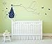 Cicogna e bambino. Adesivo murale decorativo in vinile, murale, decalcomania. Casa, decorazione murale. Camera da letto per bambini Asilo nido.