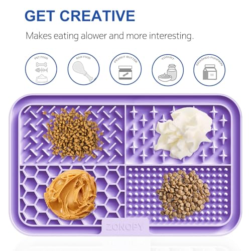 Zonopy Leckmatte für Hunde & Katzen mit Saugnäpfen, 1 Packung Hund Slow Feeder Lick Pat für Angstlinderung, Hundespielzeug Fütterungsmatte für Butter Joghurt Erdnuss Haustiere Baden Training